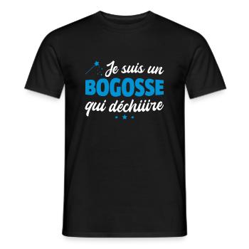je suis un bogosse qui déchire / beau gosse - T-shirt homme - noir - Devant - AI Model Male 178 light (178cm)
