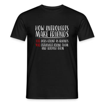 Comment les introvertis se font des amis 4 - T-shirt homme - noir - Devant - AI Model Male 178 light (178cm)