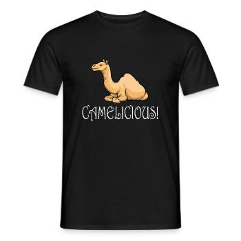 Camelicious Cute Camels Wildlife Desert Animal - Men's T-Shirt - black - Front - AI Model Male 178 light (178cm)