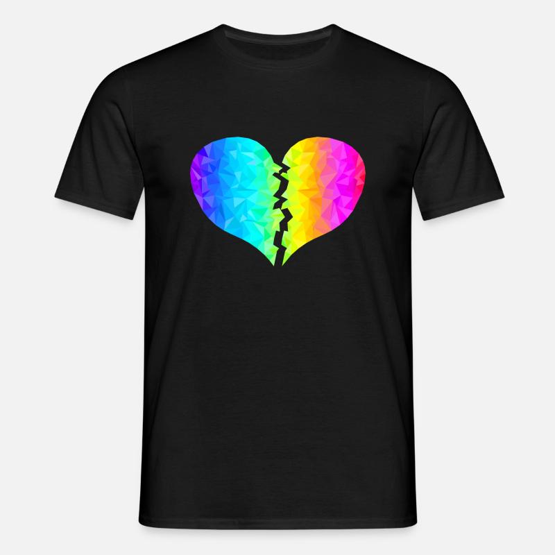 buntes Herz Regenbogenfarben - Männer T-Shirt - Schwarz
