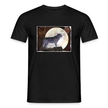 Loup vintage - T-shirt homme - noir - Devant - AI Model Male 178 light (178cm)
