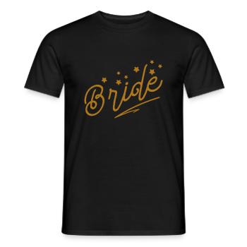 Bride in Elegant Golden Letters Minimalist Stars - Men's T-Shirt - black - Front - AI Model Male 178 light (178cm)