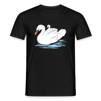 Une maman cygne blanc et son bébé - T-shirt homme - noir - Devant - AI Model Male 178 light (178cm)