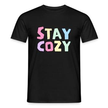 Funny Stay Cozy, Humor Winter Season Lovers - Men's T-Shirt - black - Front - AI Model Male 178 light (178cm)