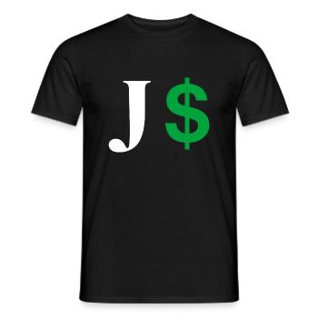 Letter j dollar - Men's T-Shirt - black - Front - AI Model Male 178 light (178cm)
