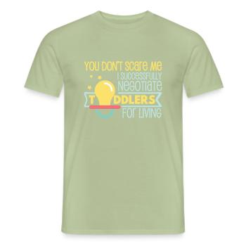 Scare Me I Negotiate Toddlers For Living - Men's T-Shirt - sage - Front - AI Model Male 178 light (178cm)
