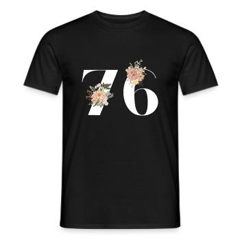 76-jähriges Jubiläum in voller Blüte (Geschenk von 76 Jahren) - Männer T-Shirt - Schwarz - Vorne - AI Model Male 178 light (178cm)