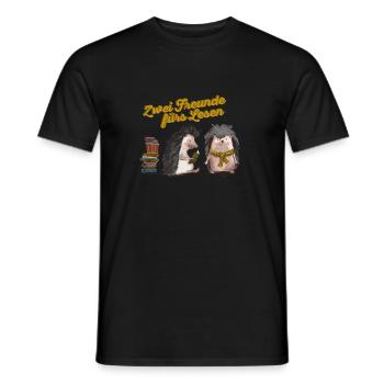 Zwei Igel Freunde fürs Lesen. - Männer T-Shirt - Schwarz - Vorne - AI Model Male 178 light (178cm)