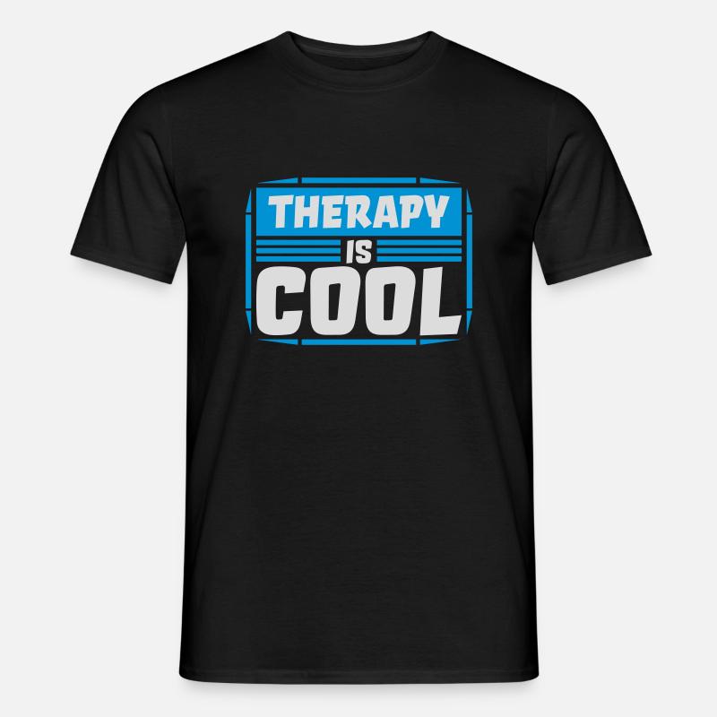 therapy is cool Zitat - Männer T-Shirt - Schwarz