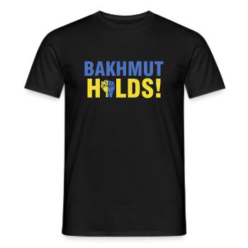 Bakhmut Holds, Бахмут Ukrainian flag Bakhmut - T-shirt homme - noir - Devant - AI Model Male 178 light (178cm)