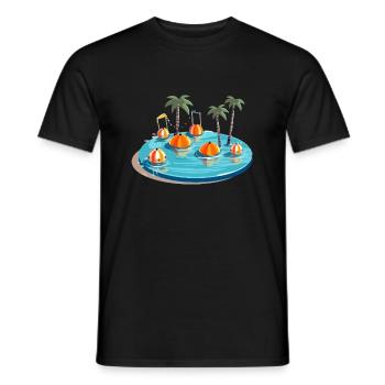 Schwimmbad, Palmen und Luftballons - Männer T-Shirt - Schwarz - Vorne - AI Model Male 178 light (178cm)