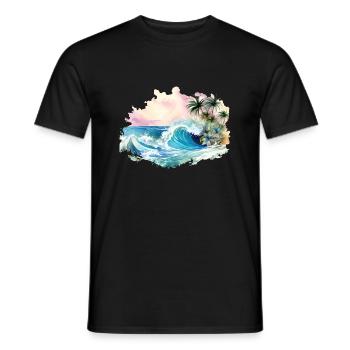 Wave, Tropical island, Meer Strand Palmen Urlaub - Männer T-Shirt - Schwarz - Vorne - AI Model Male 178 light (178cm)