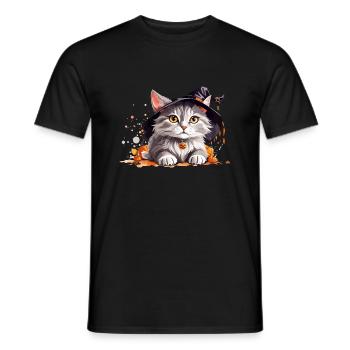 Halloween cat - T-shirt homme - noir - Devant - AI Model Male 178 light (178cm)