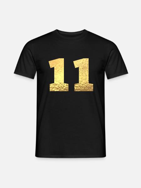 Numéro 11 paillettes doré - 11e anniversaire - T-shirt homme - noir