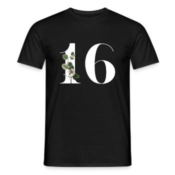 Nummer 16 Blumengrün -16. Blumengeburtstag - Männer T-Shirt - Schwarz - Vorne - AI Model Male 178 light (178cm)