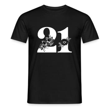 Numéro 21 floral noir -21e anniversaire floral - T-shirt homme - noir - Devant - AI Model Male 178 light (178cm)