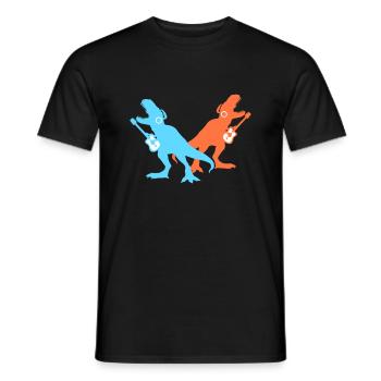 2 T-Rex Dinos Zwei Dinosaurier Gitarre Musik Team - Männer T-Shirt - Schwarz - Vorne - AI Model Male 178 light (178cm)