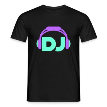 DJ Headphones Music Party Celebrations Text Lettering - Men's T-Shirt - black - Front - AI Model Male 178 light (178cm)