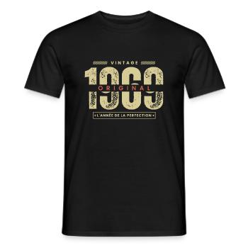 vintage 1969 / année 1969 / t-shirt 1969 - T-shirt homme - noir - Devant - AI Model Male 178 light (178cm)