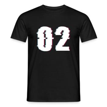 Zwei 2 Two 02 Zahl Effekt Verzerrt Nummer - Männer T-Shirt - Schwarz - Vorne - AI Model Male 178 light (178cm)