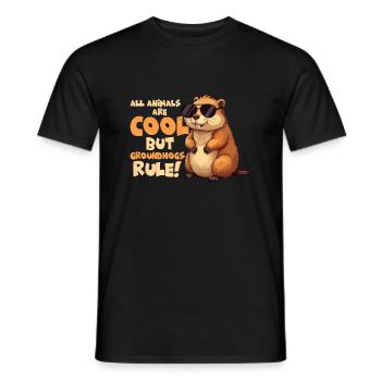 All Animals Are Cool But Groundhogs Rule! - Men's T-Shirt - black - Front - AI Model Male 178 light (178cm)