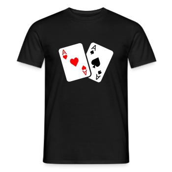 Jeu de cartes avec deux as - T-shirt homme - noir - Devant - AI Model Male 178 light (178cm)