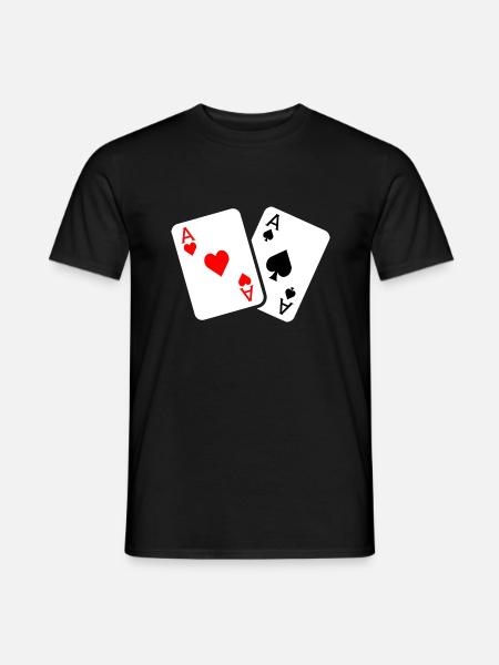 Kartenspiel mit zwei Assen - Männer T-Shirt - Schwarz
