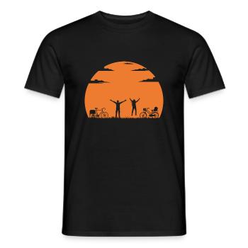 Adventure bike couple couple outing t shirt - Men's T-Shirt - black - Front - AI Model Male 178 light (178cm)