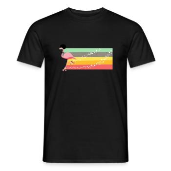 Retro Flamingo Rollerblade - Men's T-Shirt - black - Front - AI Model Male 178 light (178cm)