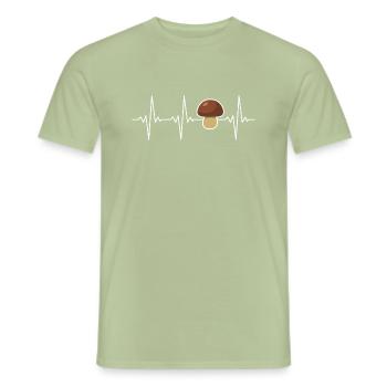 Champignons cèpes battements de cœur - T-shirt homme - vert sauge - Devant - AI Model Male 178 light (178cm)
