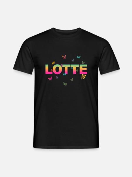 Lotte - Schöner Charlotte Name mit Schmetterlingen - Männer T-Shirt - Schwarz