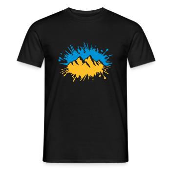 Colorful splash of paint mountains drops - Men's T-Shirt - black - Front - AI Model Male 178 light (178cm)