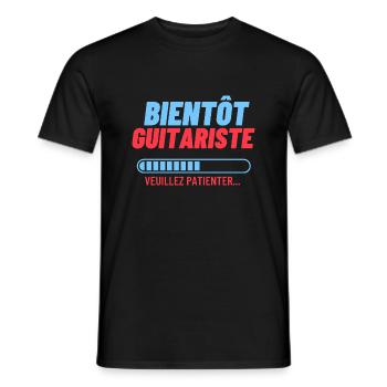 Musiciens | Bientôt Guitariste veuillez patienter - T-shirt homme - noir - Devant - AI Model Male 178 light (178cm)