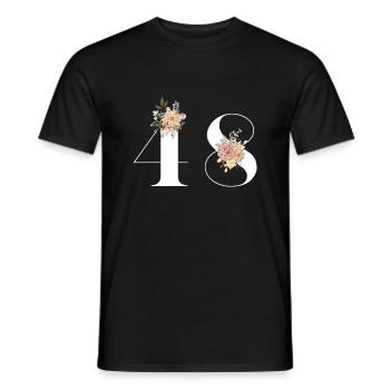 Blumen zum 48-jährigen Jubiläum (Geschenk von 48 Jahren) - Männer T-Shirt - Schwarz - Vorne - AI Model Male 178 light (178cm)
