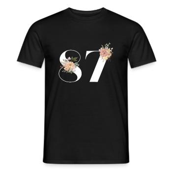 87th Anniversary Flowers (Gift of 87 years) - Men's T-Shirt - black - Front - AI Model Male 178 light (178cm)