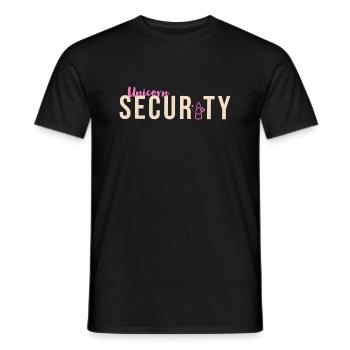 Unicorn Security, funny, safe, fantastic - Men's T-Shirt - black - Front - AI Model Male 178 light (178cm)