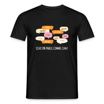 ichi on parle comme cha humour chti région - T-shirt homme - noir - Devant - AI Model Male 178 light (178cm)
