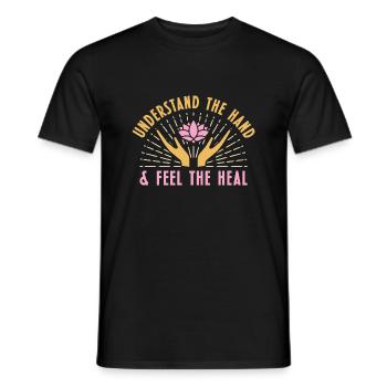 Understand the hand and feel the healing Reiki - Men's T-Shirt - black - Front - AI Model Male 178 light (178cm)