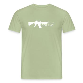 AR15 M4 M16 Sturmgewehr 5.56x45 - Waffe - Männer T-Shirt - Sage - Vorne - AI Model Male 178 light (178cm)