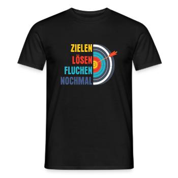 Zielen Lösen Fluchen Nochmal Jagd Bogenschütze - Männer T-Shirt - Schwarz - Vorne - AI Model Male 178 light (178cm)