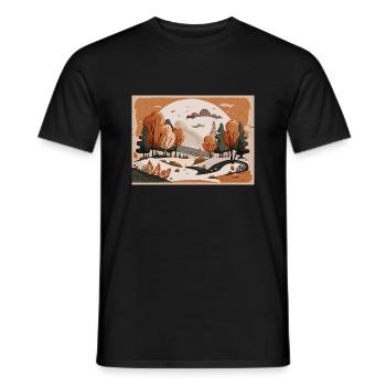 Rivière qui coule (Collection d’automne #3) - T-shirt homme - noir - Devant - AI Model Male 178 light (178cm)