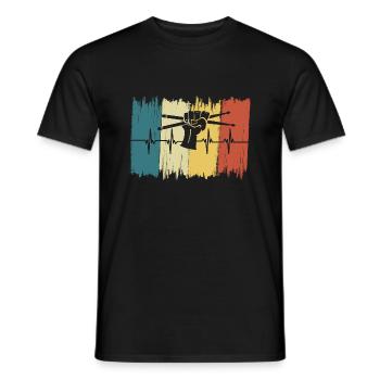 Vintage-Herzschlagmusik-Schlagzeuger - Männer T-Shirt - Schwarz - Vorne - AI Model Male 178 light (178cm)
