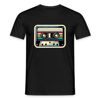 Retro Cassette Sticker - Männer T-Shirt - Schwarz - Vorne - AI Model Male 178 light (178cm)