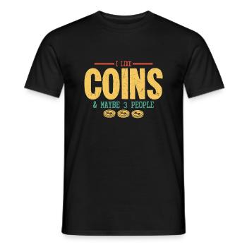 Coins Over Crowds: The Selective Numismatist - Men's T-Shirt - black - Front - AI Model Male 178 light (178cm)