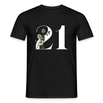 Numéro 21 floral vert -21e anniversaire floral - T-shirt homme - noir - Devant - AI Model Male 178 light (178cm)