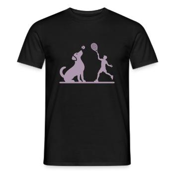 Hund und Herrchen Tennis Freunde Silhouette - Männer T-Shirt - Schwarz - Vorne - AI Model Male 178 light (178cm)