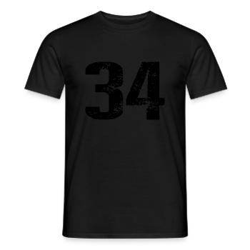 34 Zahl Trikot - Männer T-Shirt - Schwarz - Vorne - AI Model Male 178 light (178cm)
