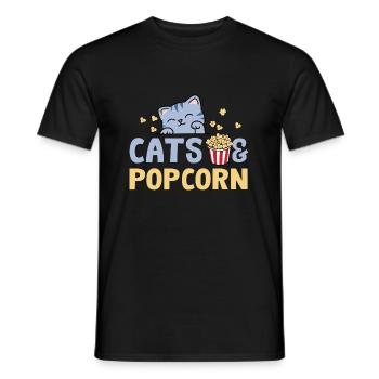 Chats et pop-corn Cute Kitty Popcorn et films - T-shirt homme - noir - Devant - AI Model Male 178 light (178cm)