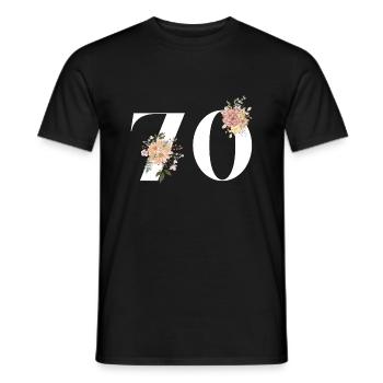 70e anniversaire fleuris (Cadeau de 70 ans) - T-shirt homme - noir - Devant - AI Model Male 178 light (178cm)