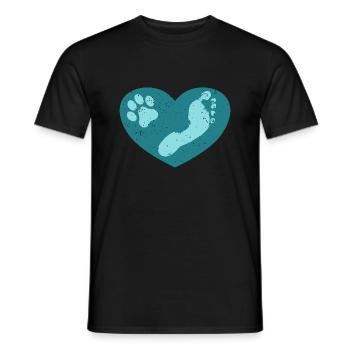 Hund und Mensch Fußabdruck - Männer T-Shirt - Schwarz - Vorne - AI Model Male 178 light (178cm)